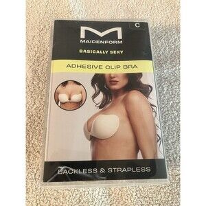 Maidenform Bra Front Clip Closure Backless & Strapless Adhesive Bra Size C Nude